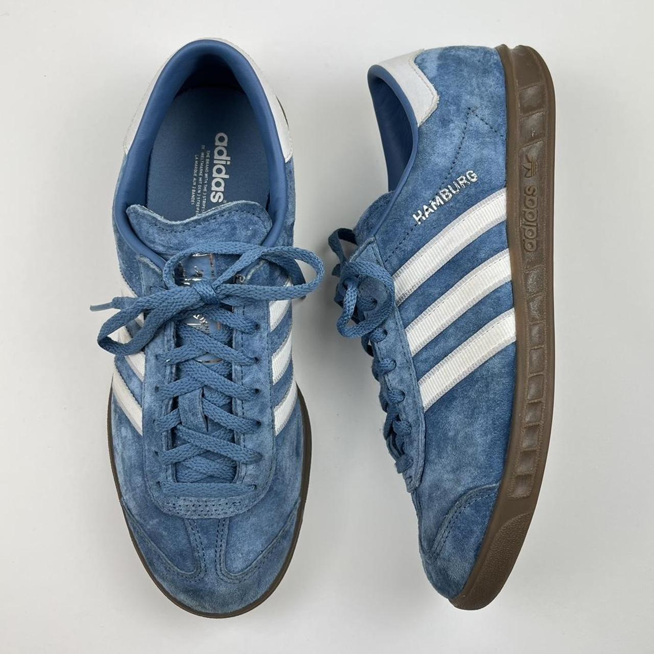 Adidas Hamburg Blue / White / Gum US 6.5 (Mns), UK... - Depop