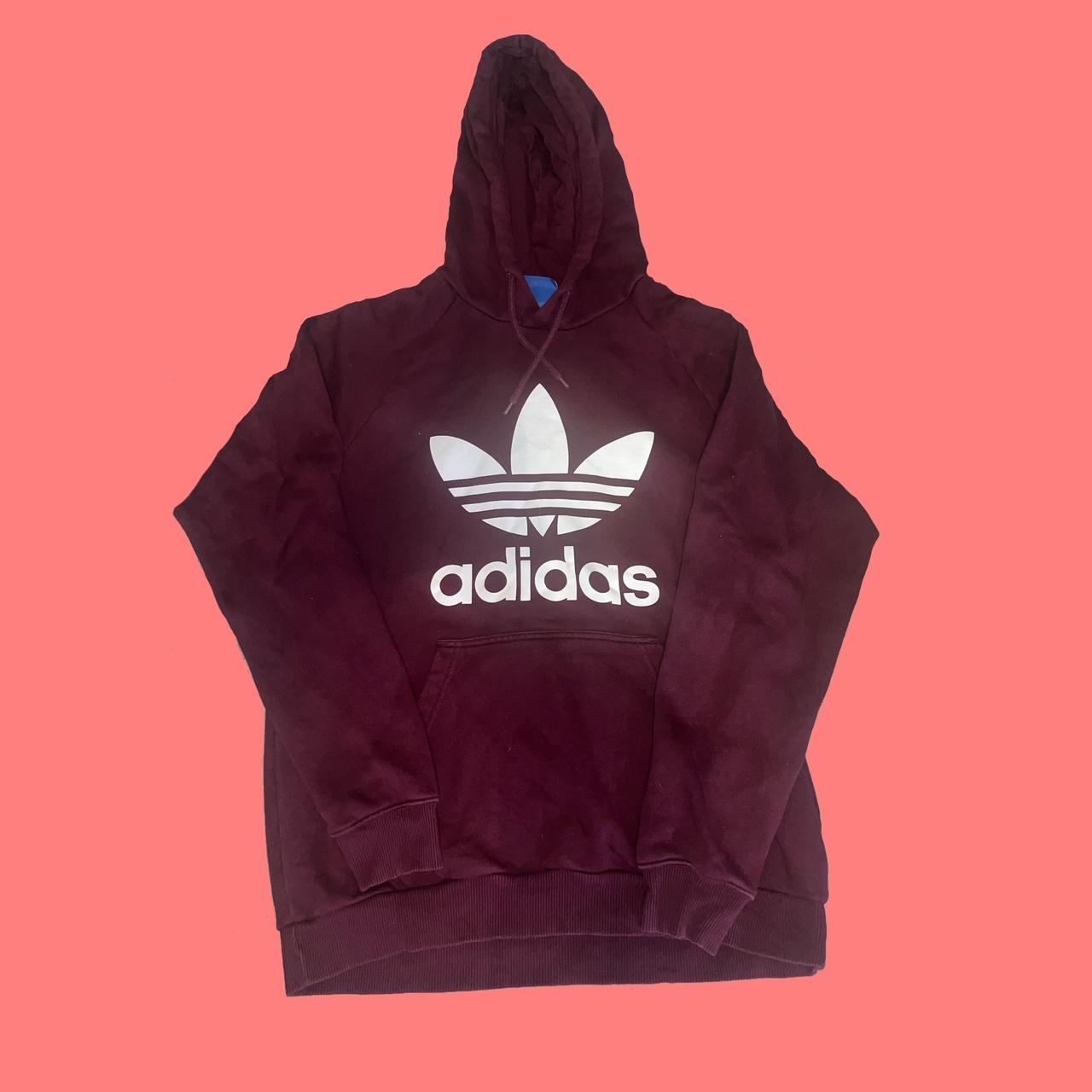 adidas women's trefoil hoodie burgundy