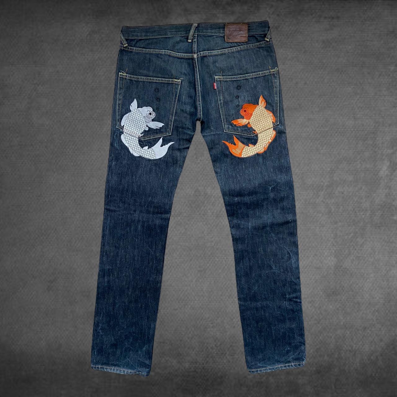 Evisu Fish Embroidered Jeans, these is some real... Depop