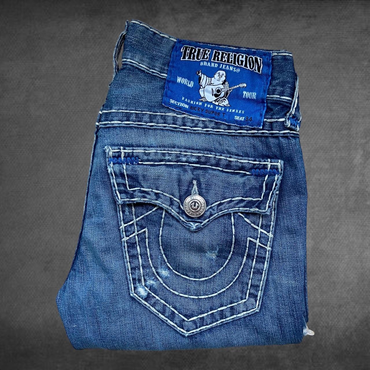 True Religion Men's Blue Jeans | Depop