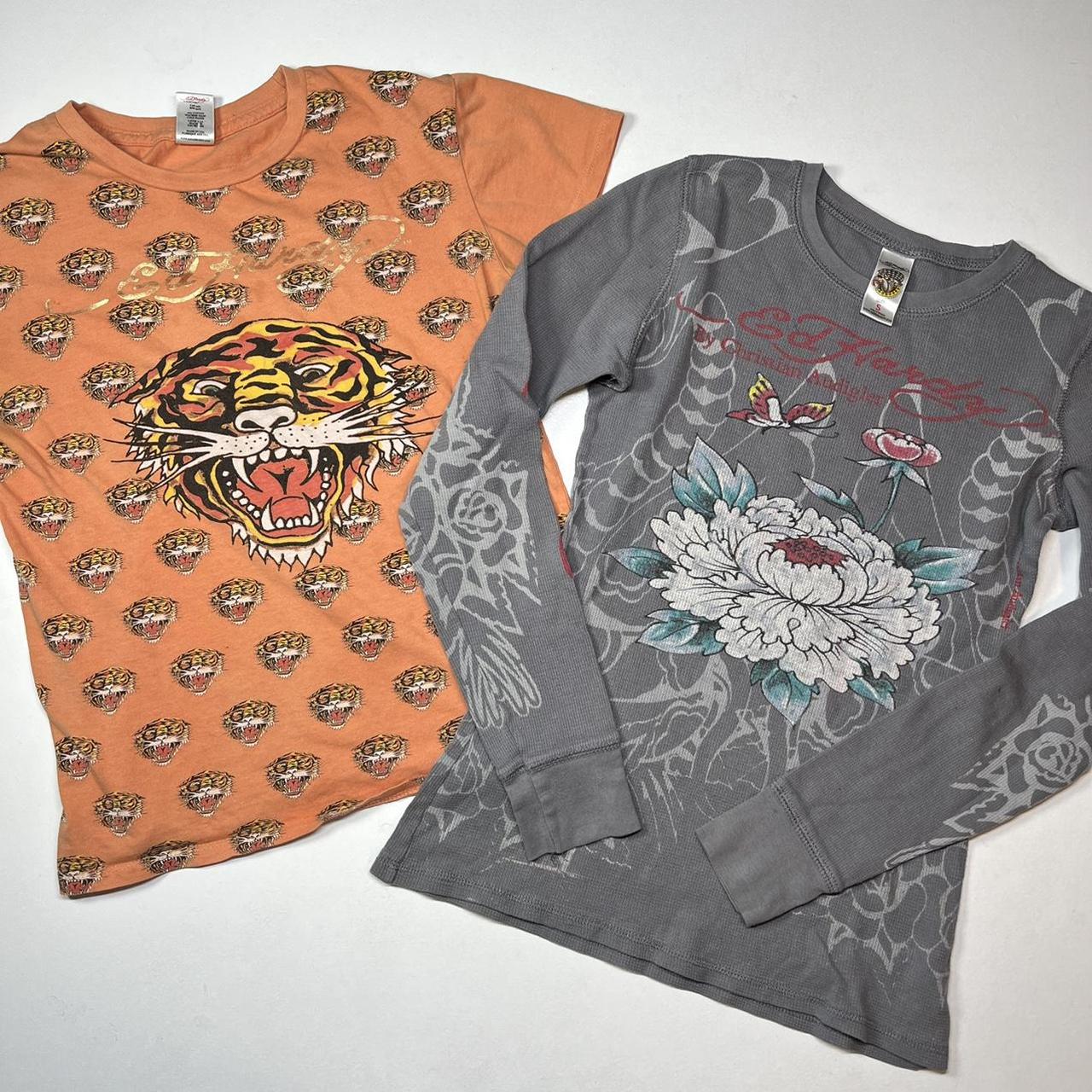 Bundle Of 2 Ed Hardy Tops Includes A Fitted Grey Depop   P0 