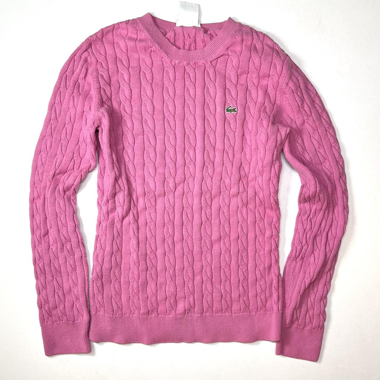 Lacoste Women's Pink and Green Jumper | Depop