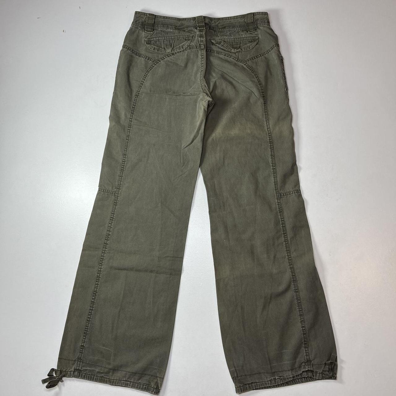 2000s parachute lowrise cargo pants Faded olive... - Depop