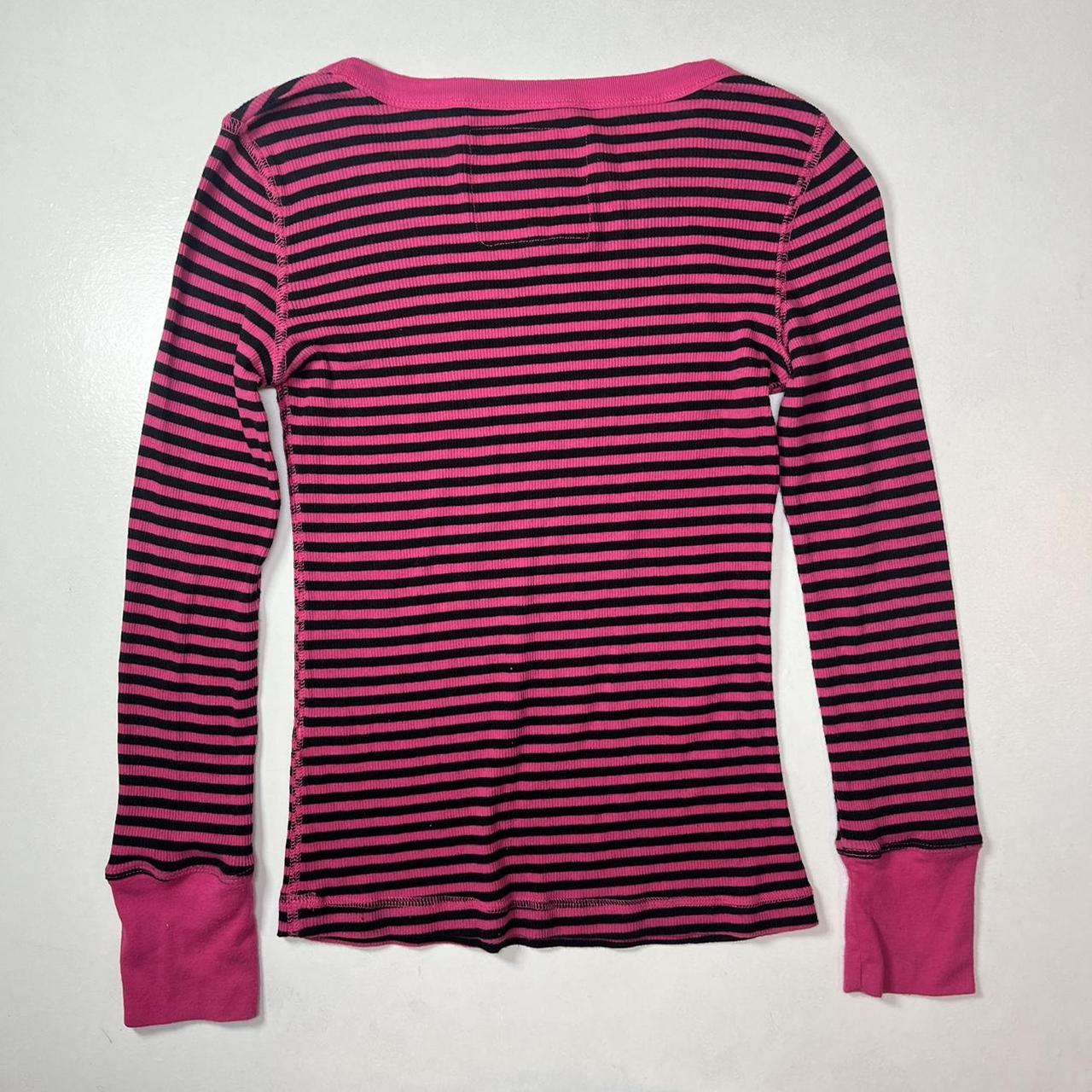 Early 2000s striped ribbed long sleeve top Hot... - Depop