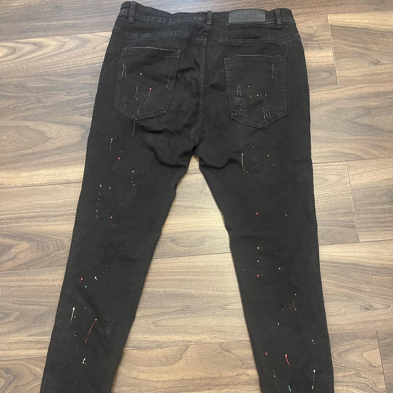 NVLTY Paint splatter ripped jeans - RRP £80 - Hardly... - Depop