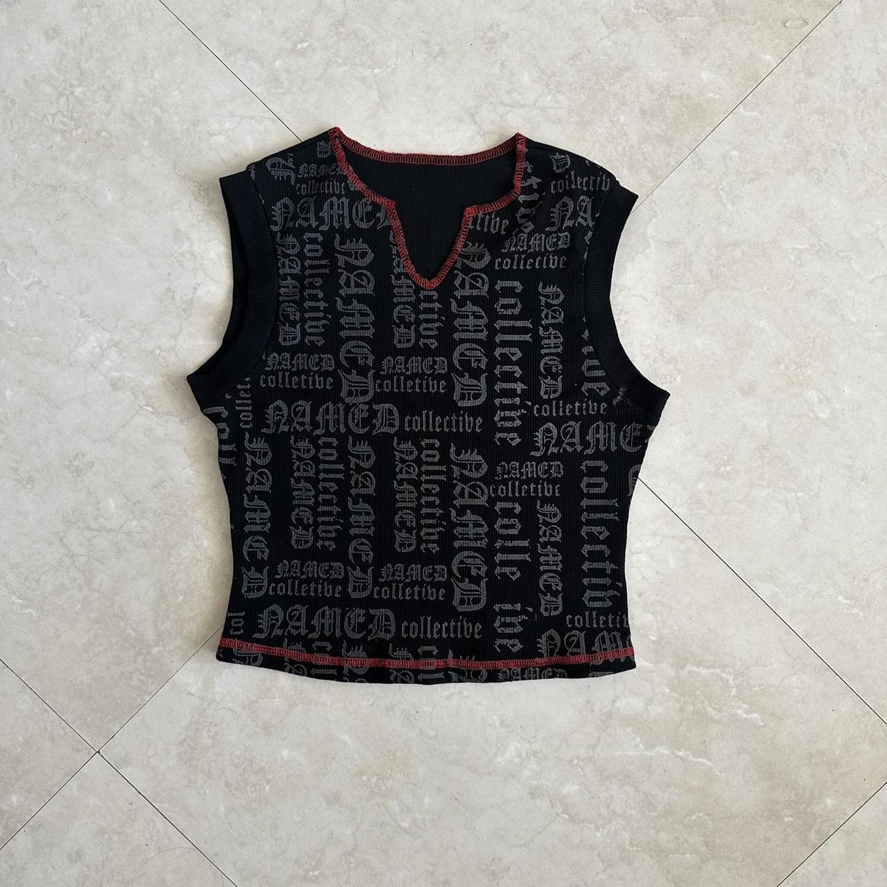 Named Collective Women's Red and Black Vest | Depop