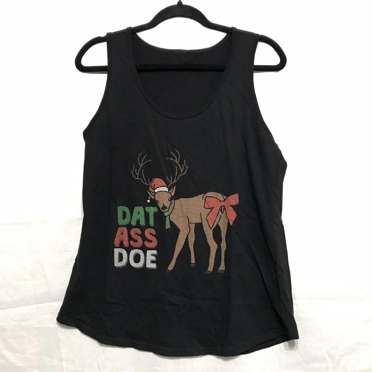 CHRISTMAS “DAT ASS DOE” Size M/L Black Tank... - Depop