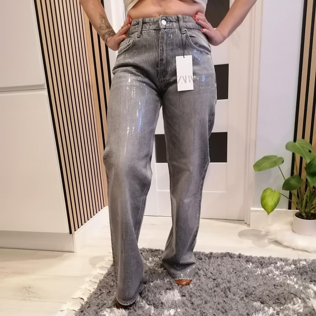 🍓ZARA VIRAL TRF MID-RISE WIDE-LEG SEQUINED Depop