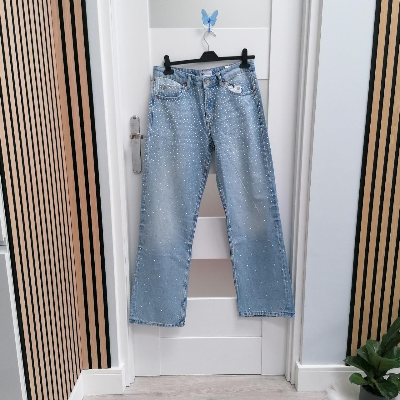 ⛄TRF WIDE-LEG PEARL BEAD JEANS☃️☃️ Depop
