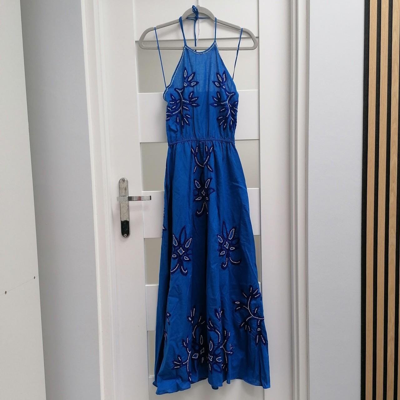 LIMITED EDITION BLUE EMBROIDERED DRESS on sale ZARA