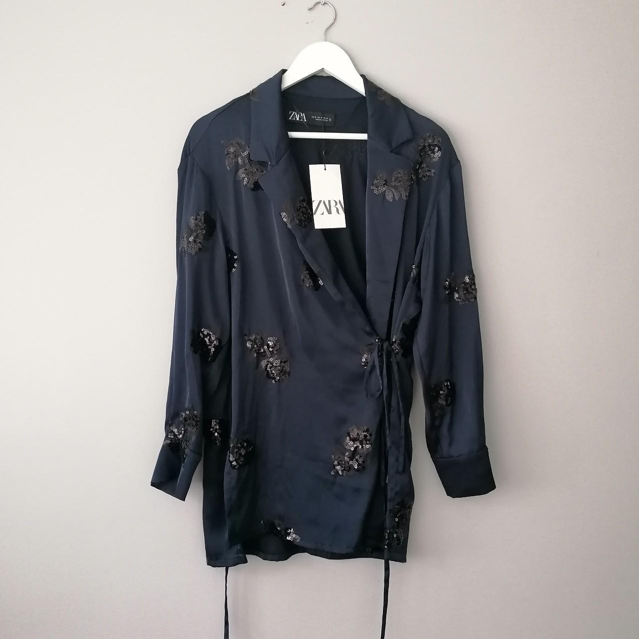 ZARA SATIN KIMONO BLAZER WITH SEQUINES Available