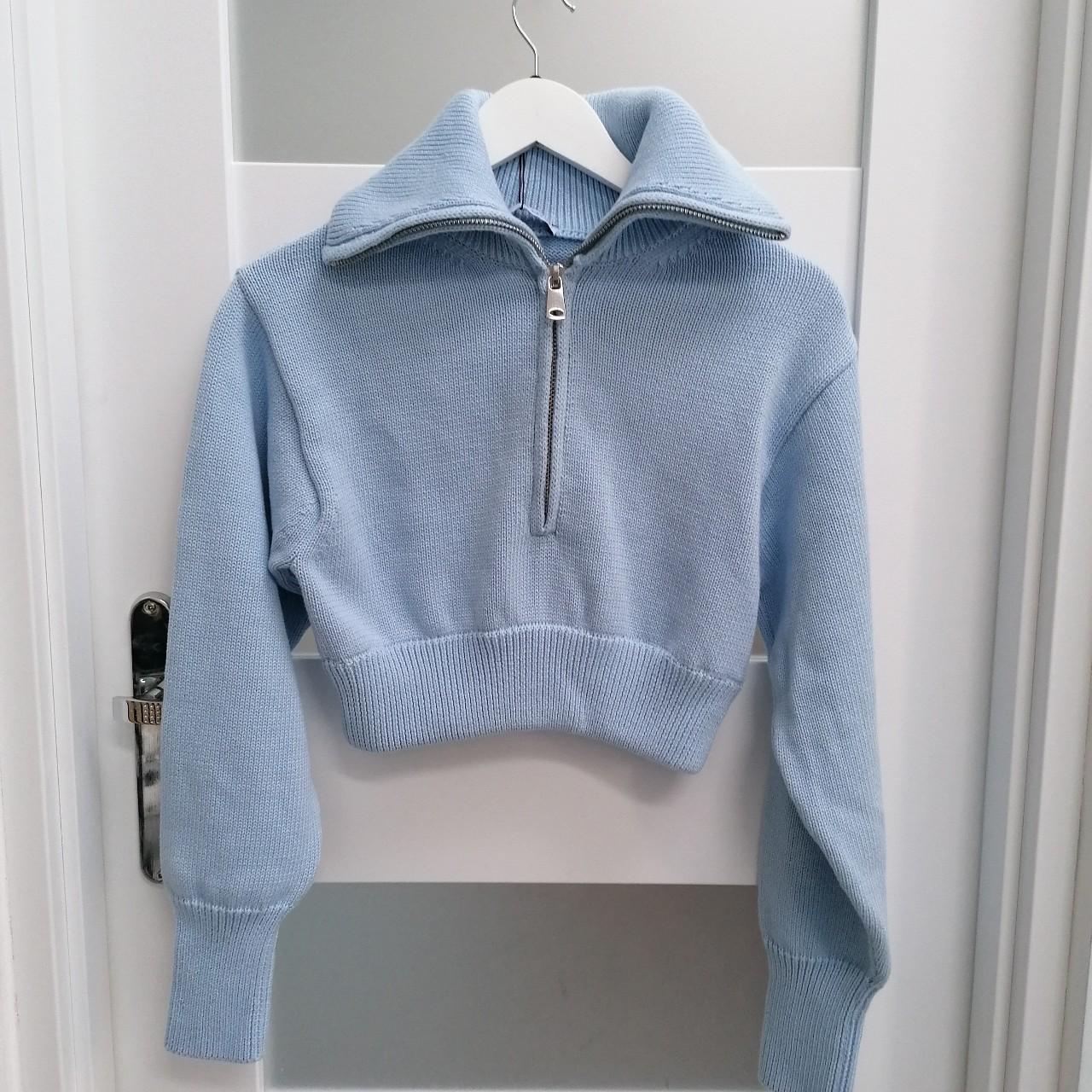 Zara Powder Blue Turtleneck Half Zip Sweater Zara Zara Mens