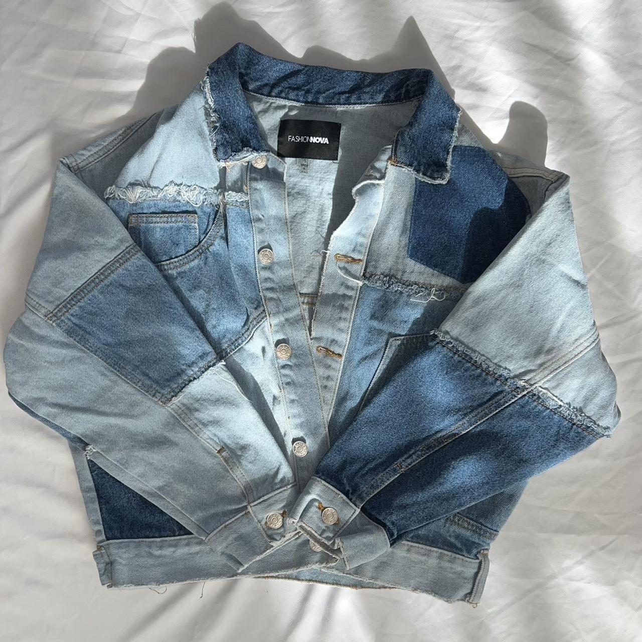 Women's Blue and White Jacket Depop