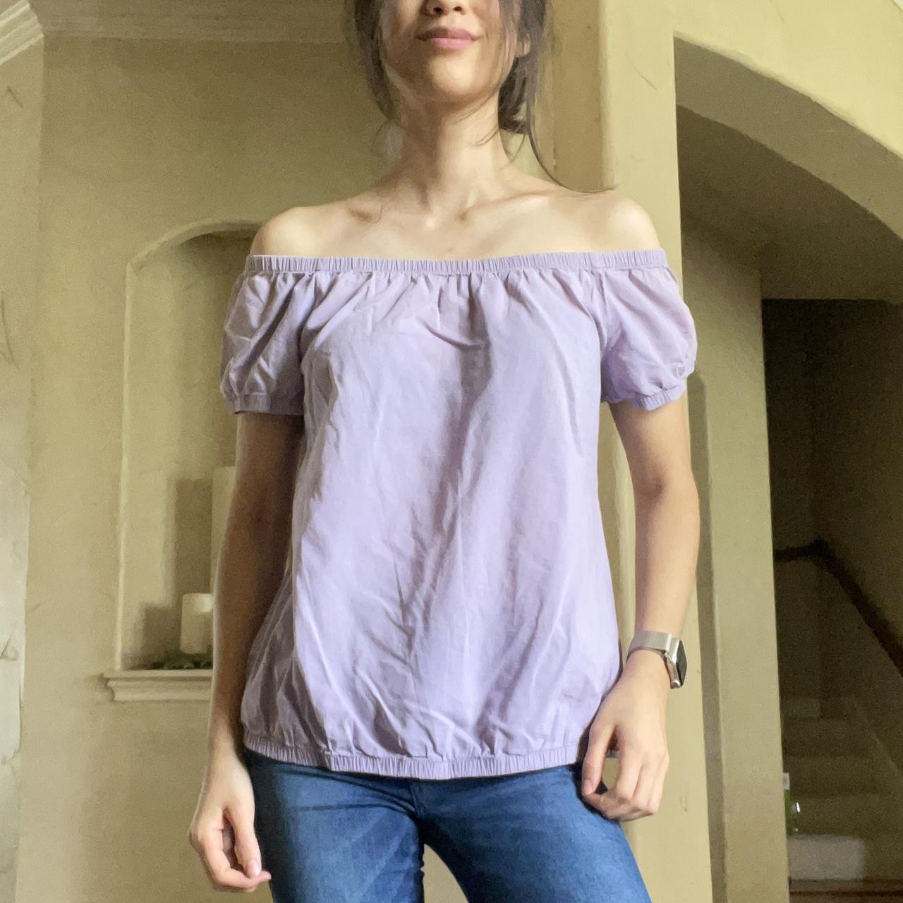 Light purple off discount the shoulder top