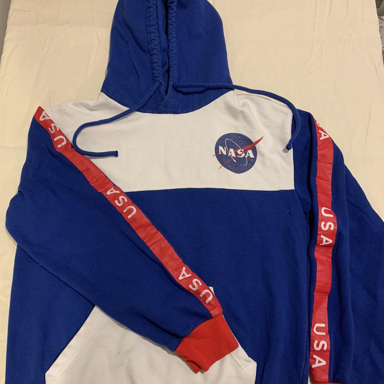 Nasa hoodie red white best sale and blue