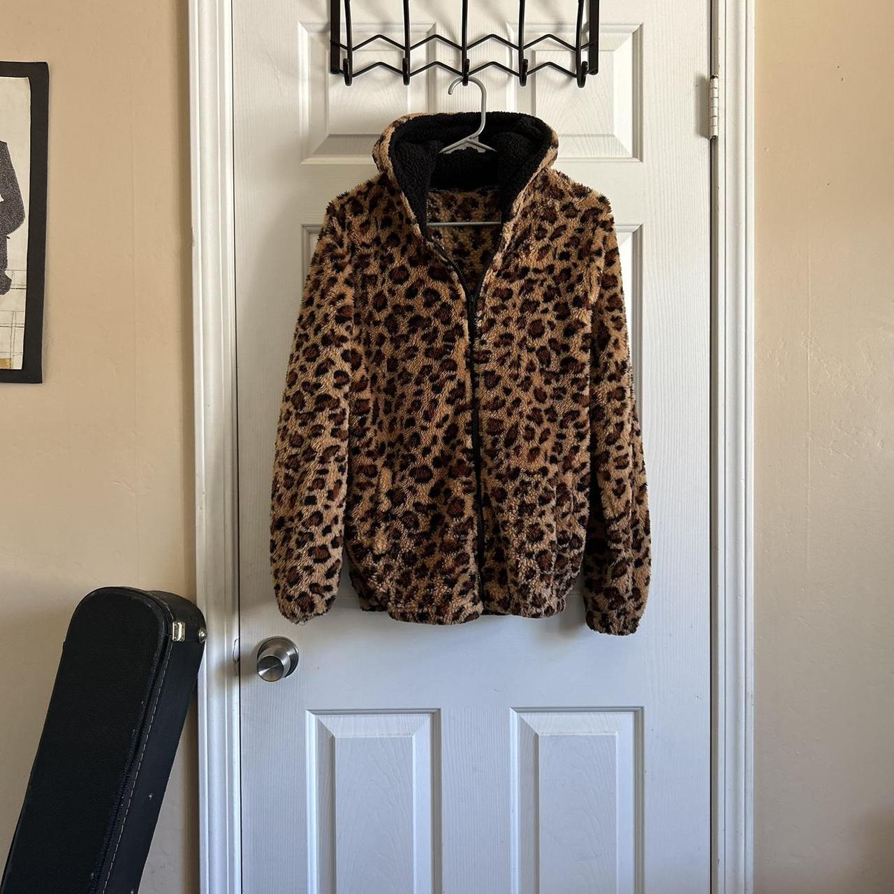 Cheetah print zip up hoodie hoodie cozycore