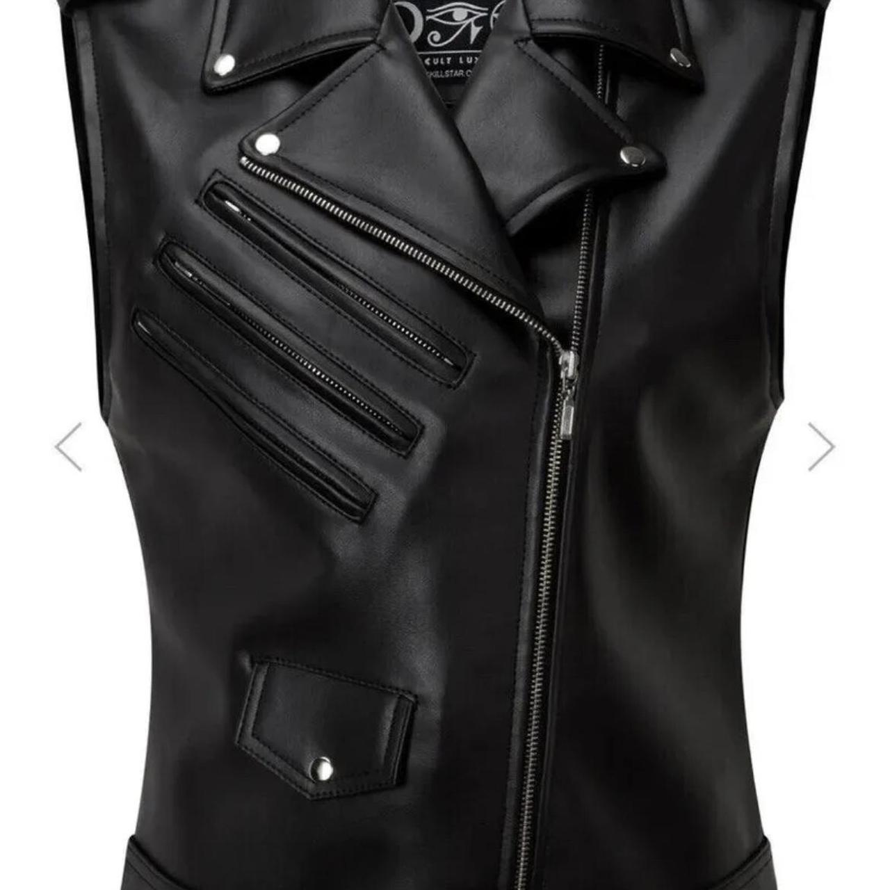 Killstar Vegan Leather Small Leather Black Vest... - Depop