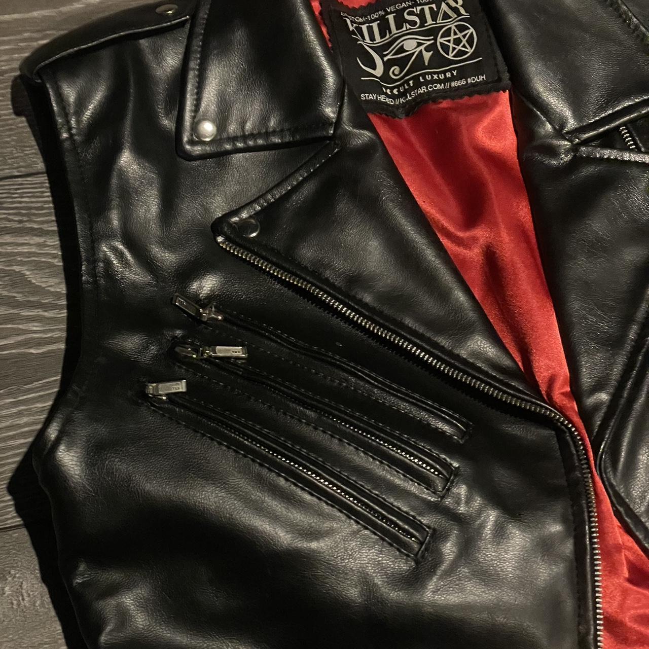 Killstar Vegan Leather Small Leather Black Vest... - Depop