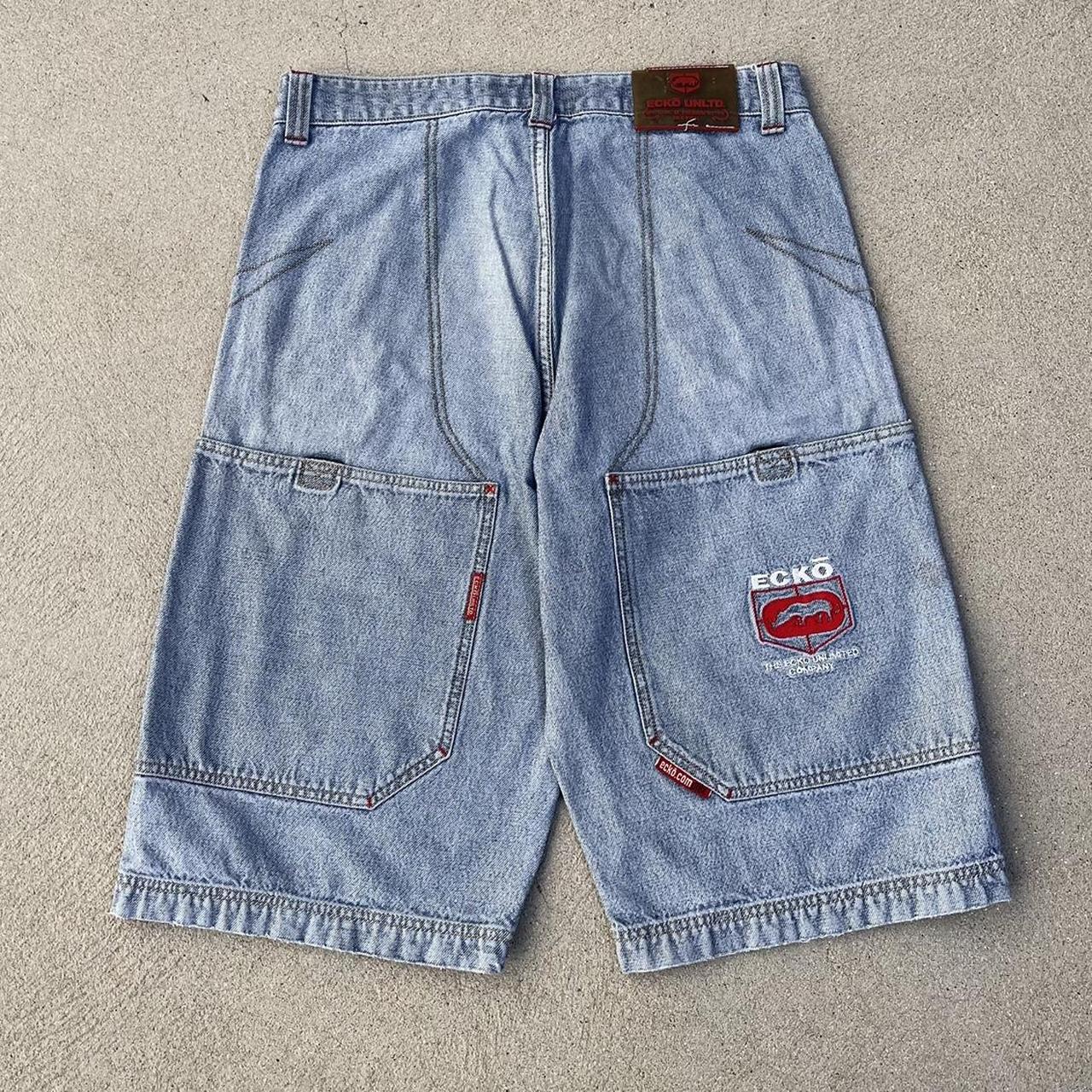 Cyber y2k ECKO light wash baggy jorts size 34... - Depop