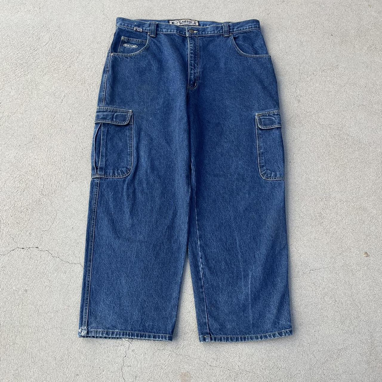 RARE 90s baggy embroidered CULTURE jeans size 42 x... - Depop