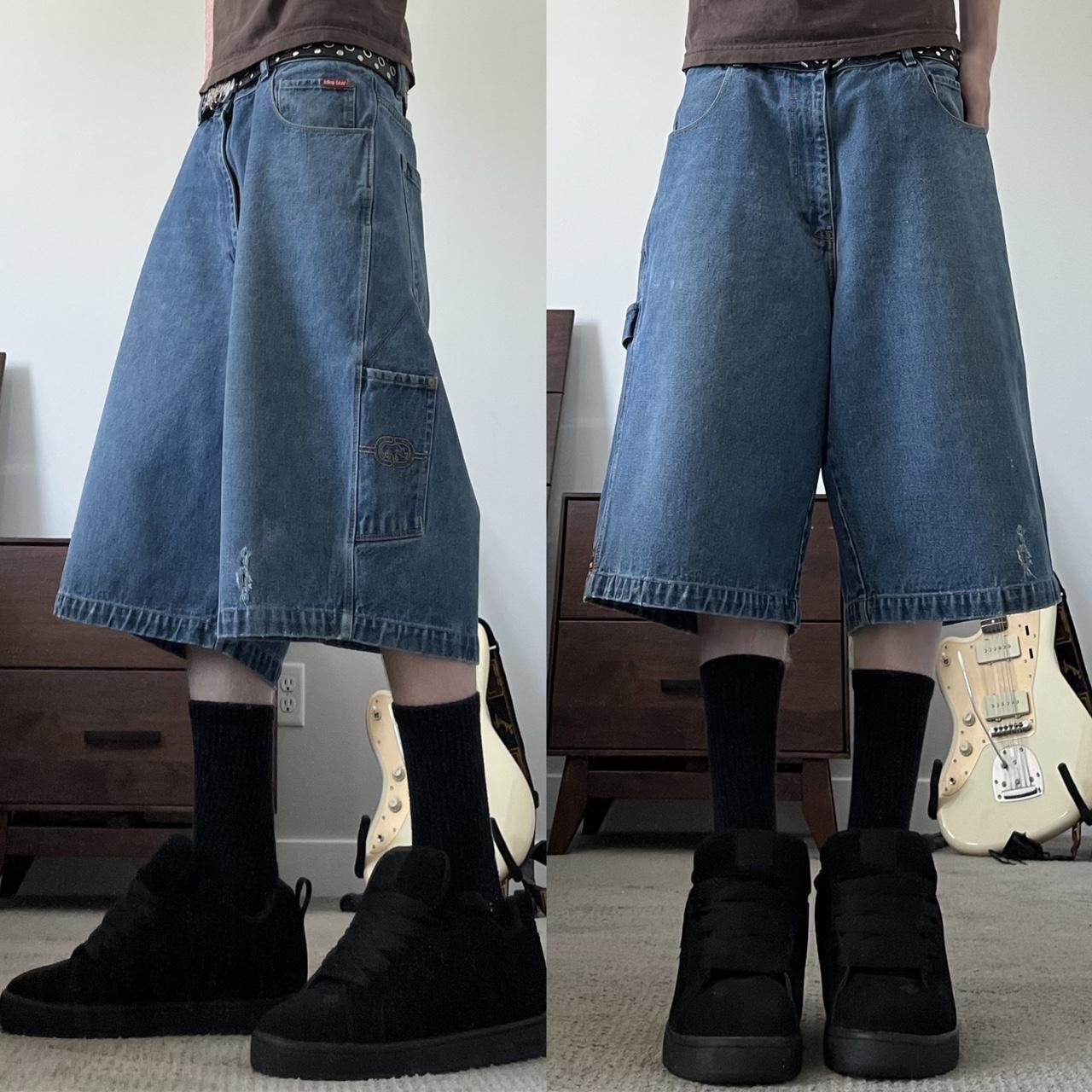 y2k grunge baggy jorts baggy jorts from the early... - Depop