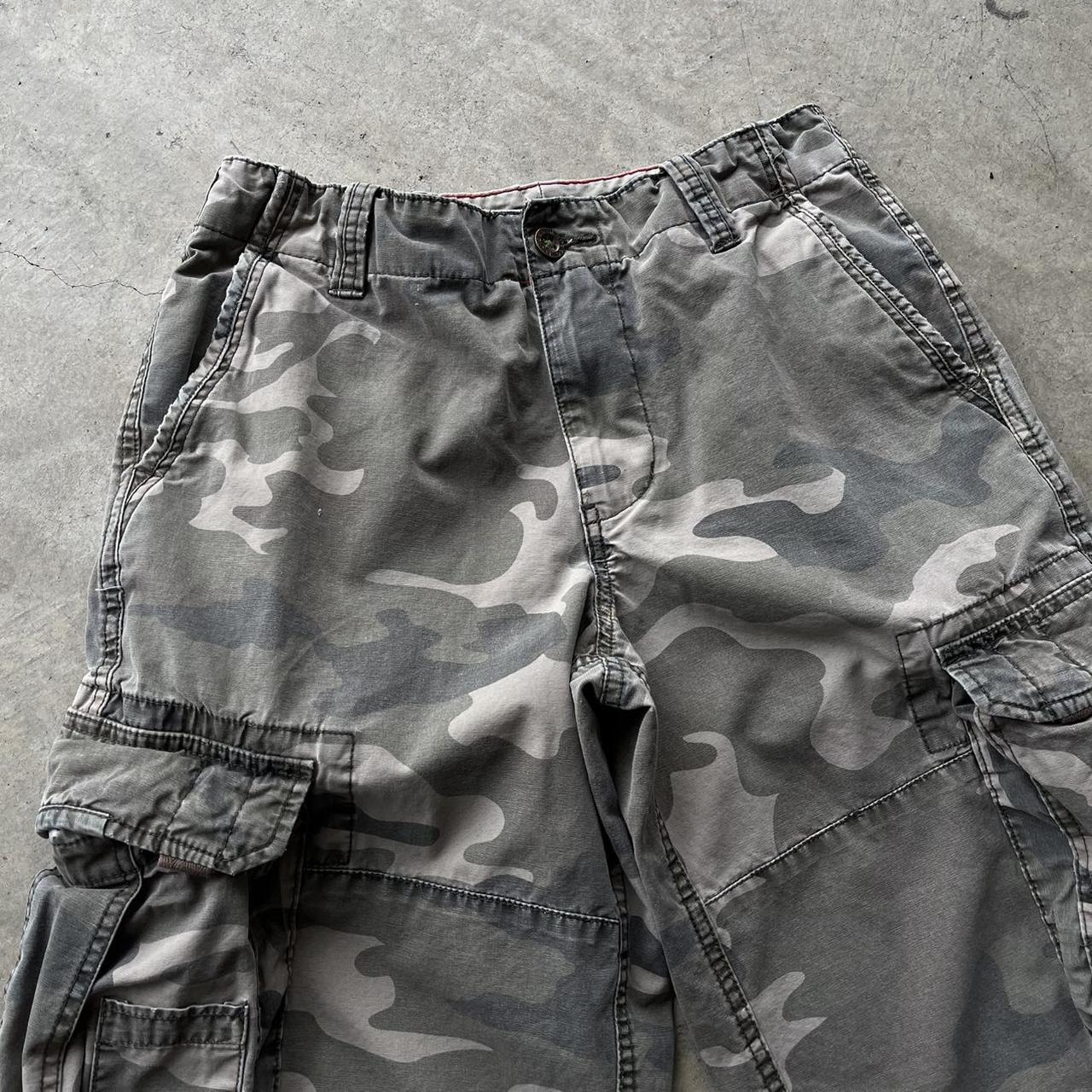 Y2k grunge baggy camo skull shorts 2000s baggy... - Depop