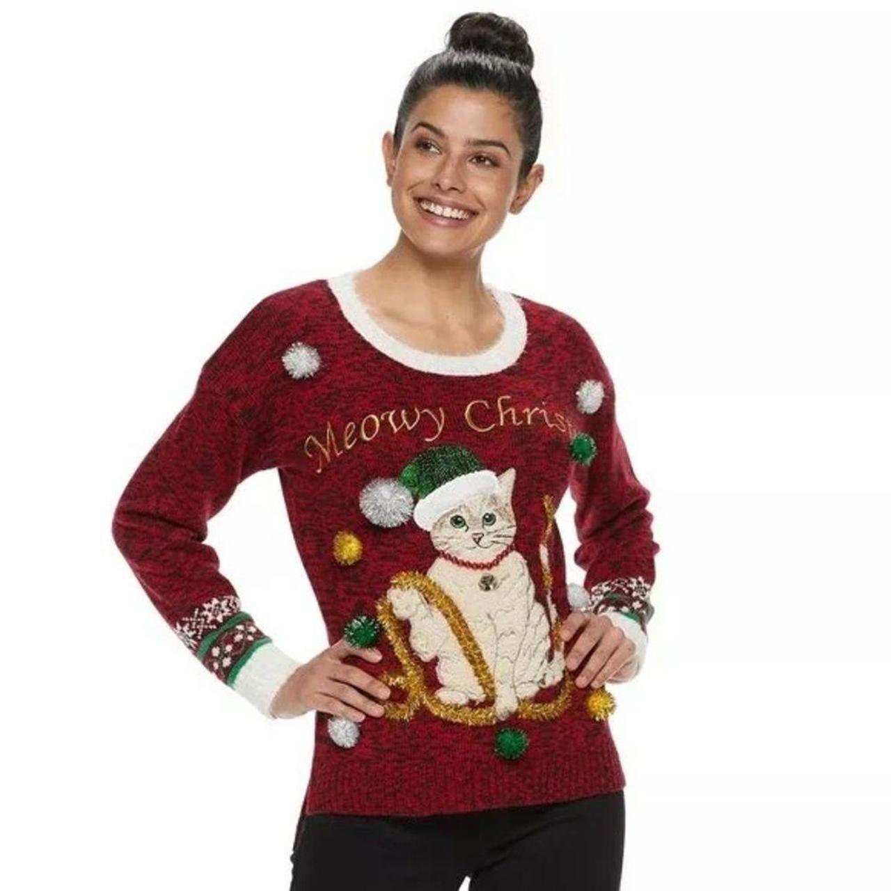 Source Unknown Women's Sweater - Red/Green - XS –… - image 1