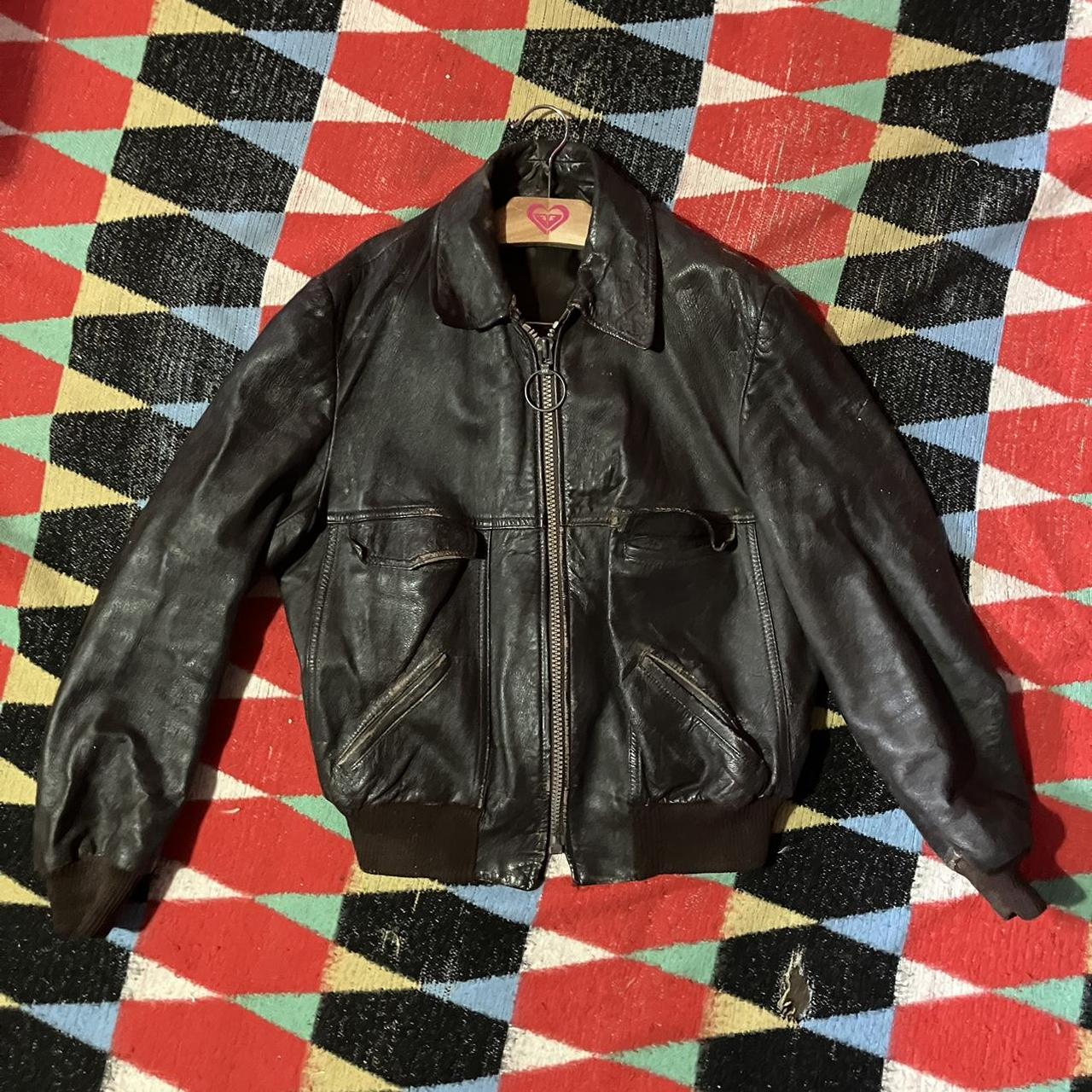 Vintage Brown YKK Leather Jacket 90’s Size... Depop