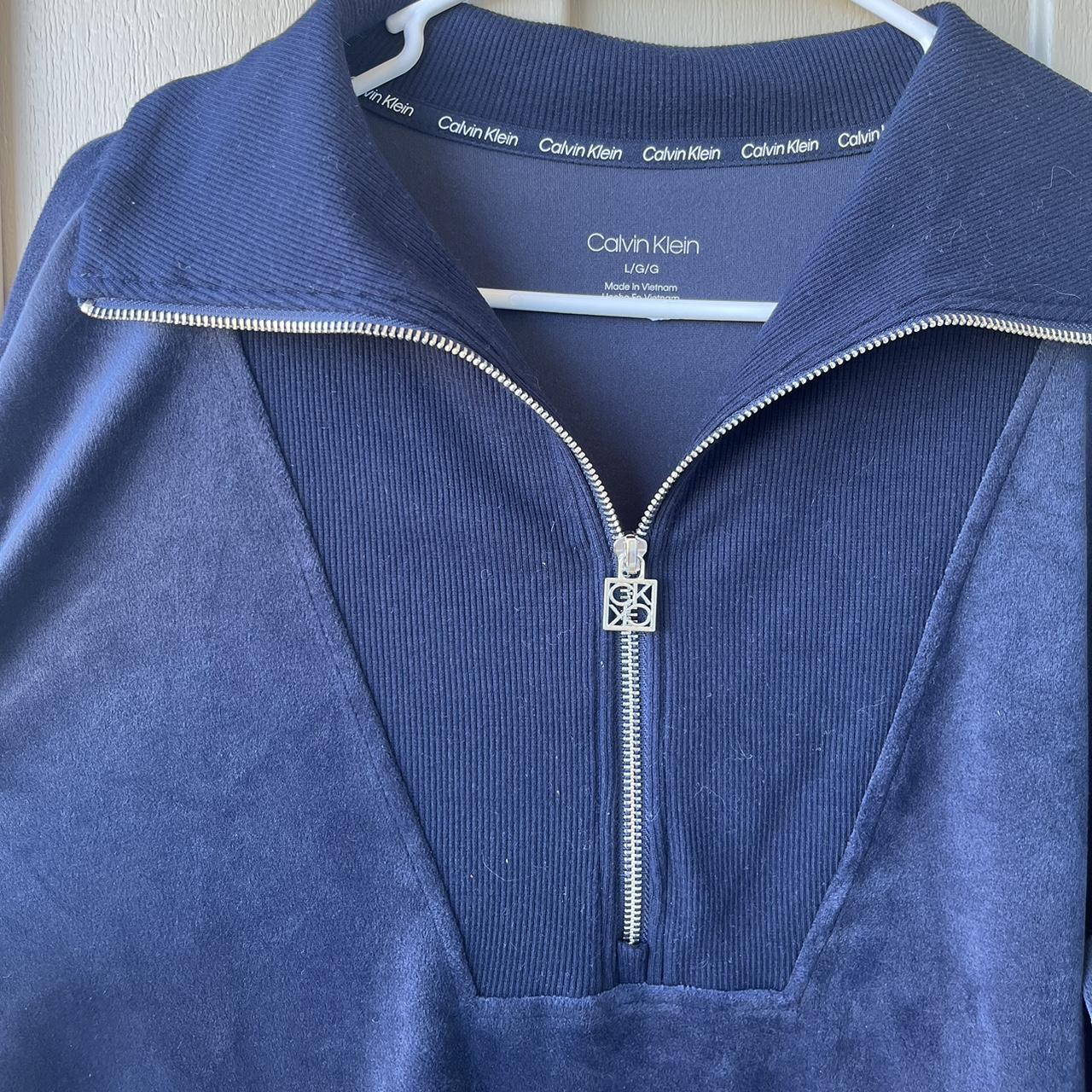 Calvin Klein half zip Has a velvety material Size... - Depop