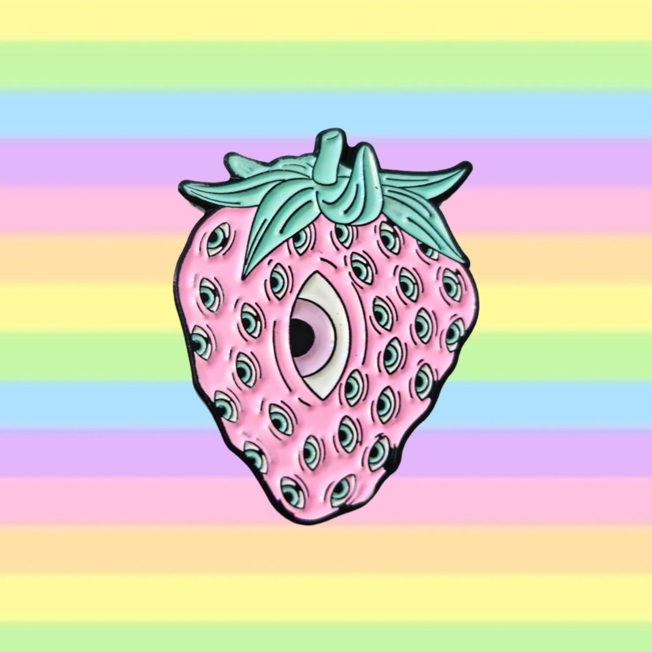 👁🍓 Strawberry Eyes Pin 🍓👁 A super duper cute n... Depop