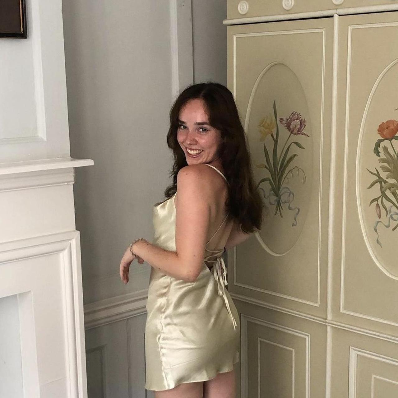 Gorgeous champagne satin mini dress! I love this... - Depop