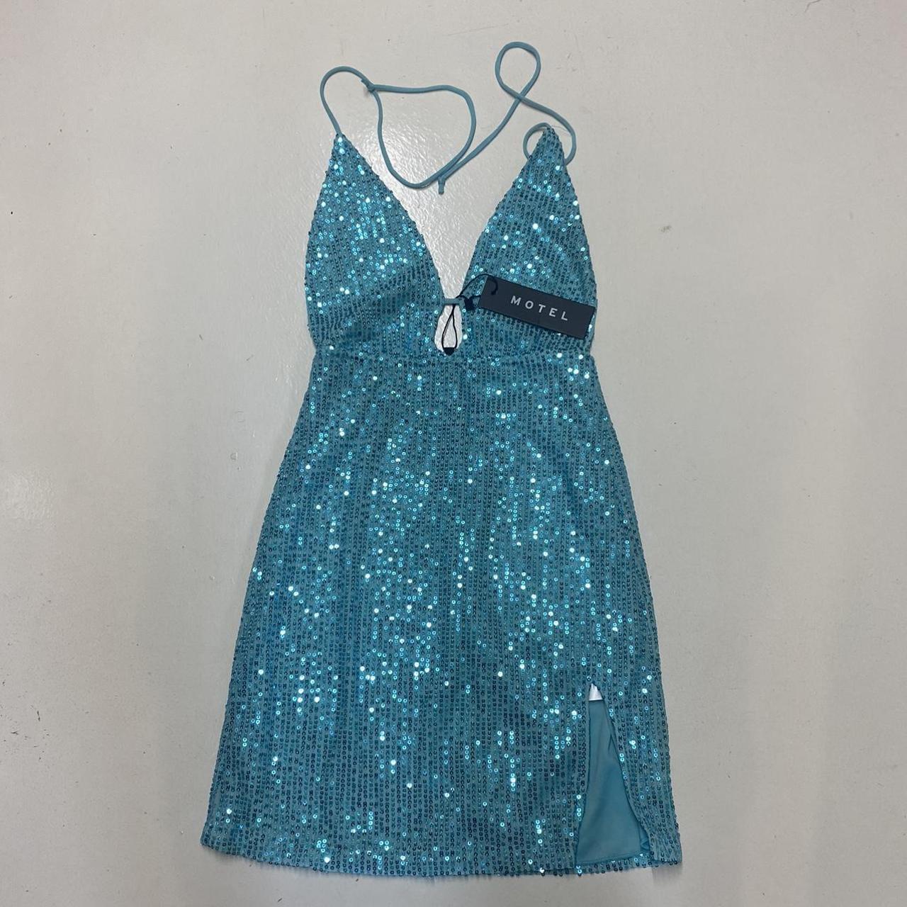 Motel Women's Blue Dress | Depop