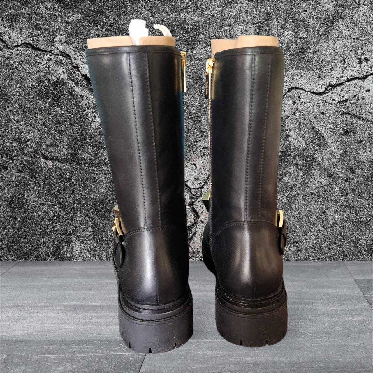 Michael kors black hot sale boots with gold zipper