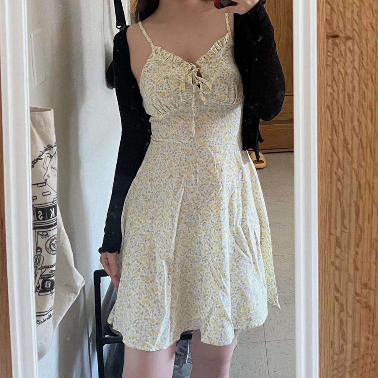 Women's Yellow and White Dress | Depop