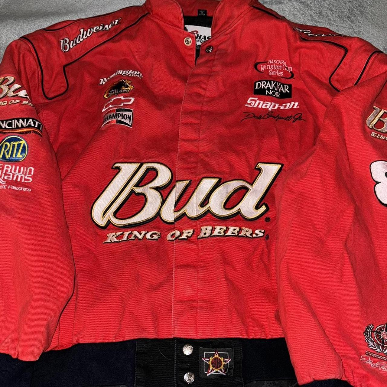 Budweiser vintage nascar jacket worn used but good... - Depop