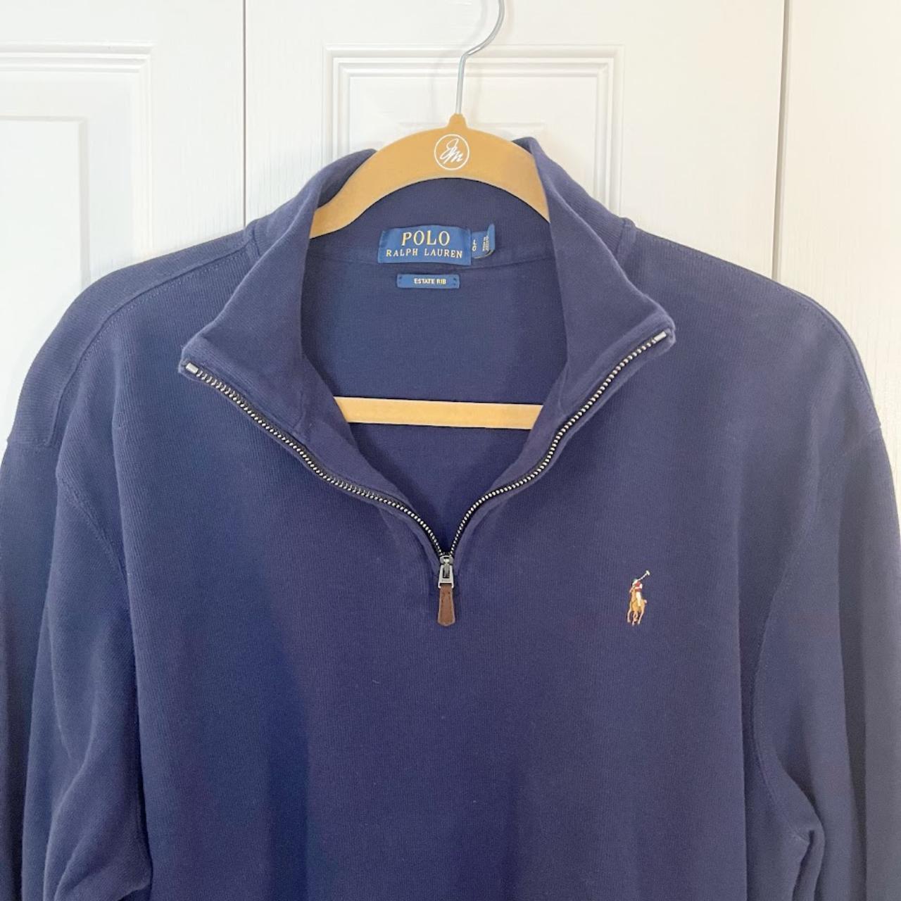 Polo Ralph Lauren Navy Estate Rib Quarter Zip Depop