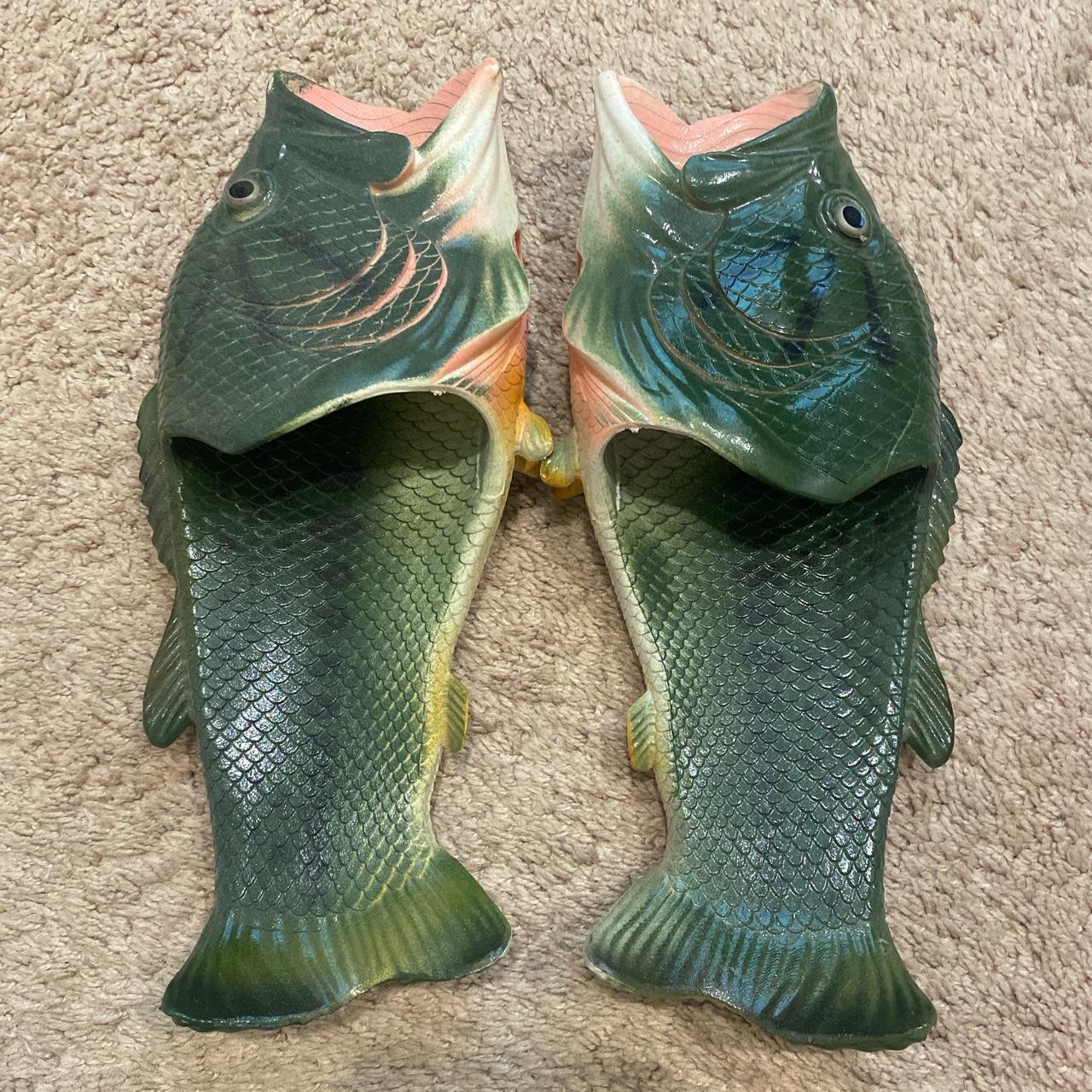 Fish Slides Size: unknown; fits like 10-11 Good... - Depop