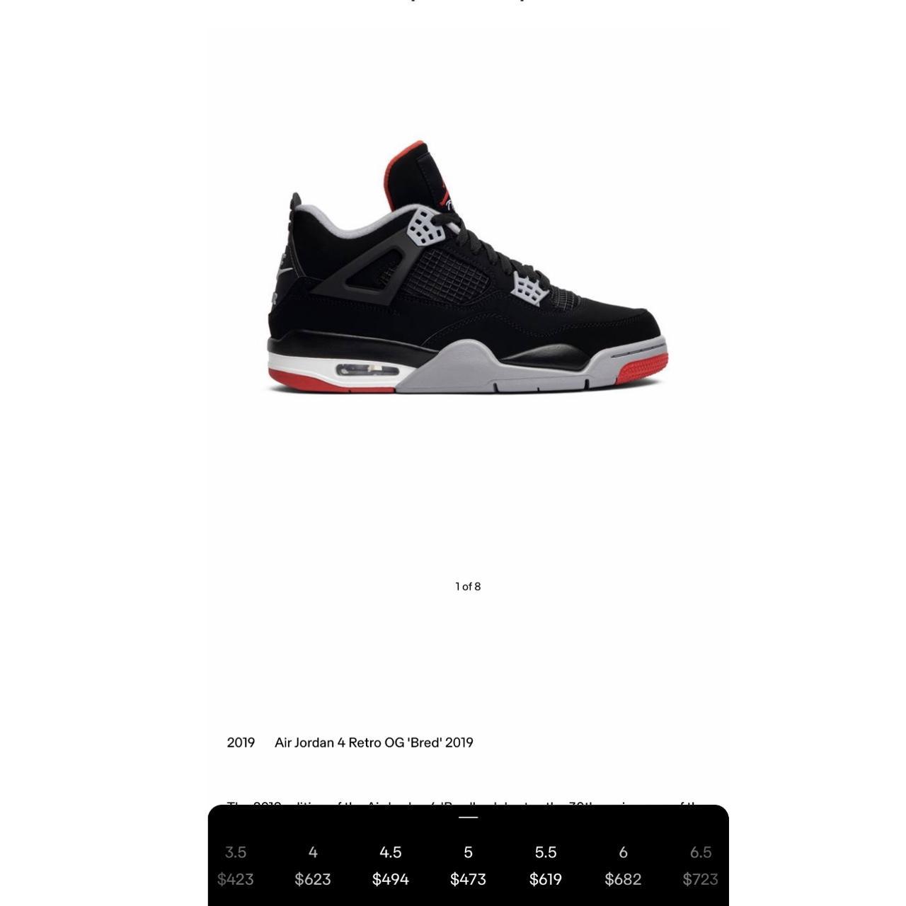 Jordan 4 bred size 6.5 fashion