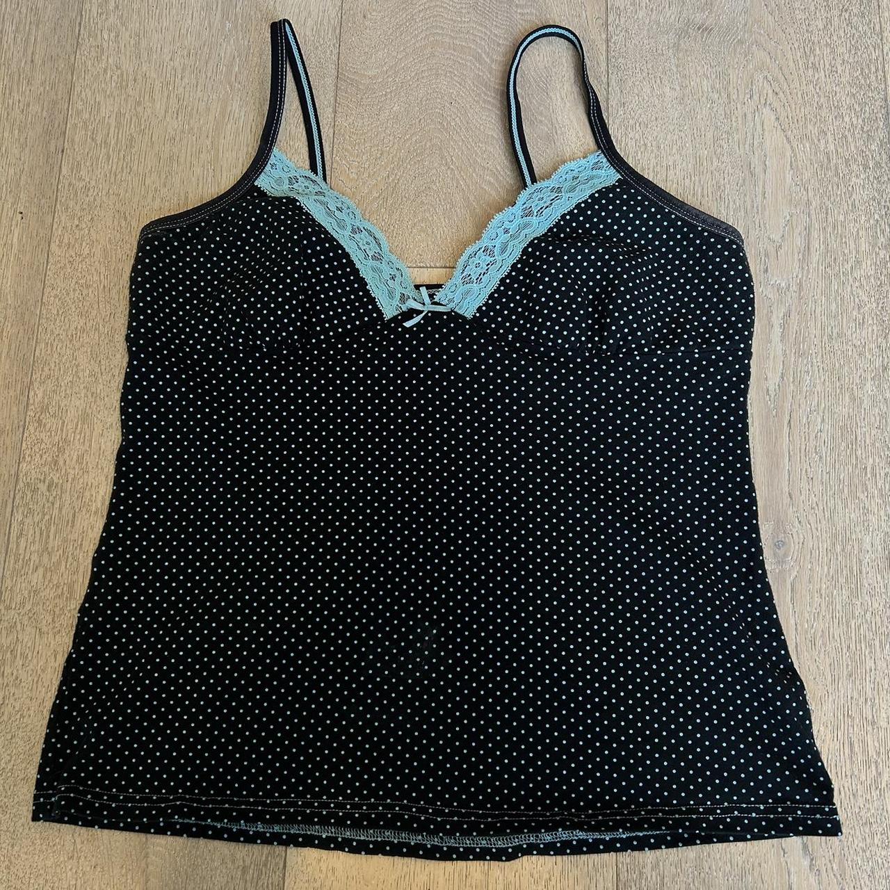 Vintage Black Polka Dot Cami Pictured On A Size Depop