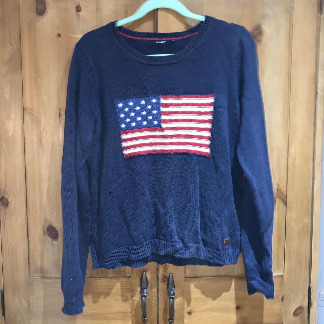 Gant American Flag Navy jumper Says size L but fits... - Depop