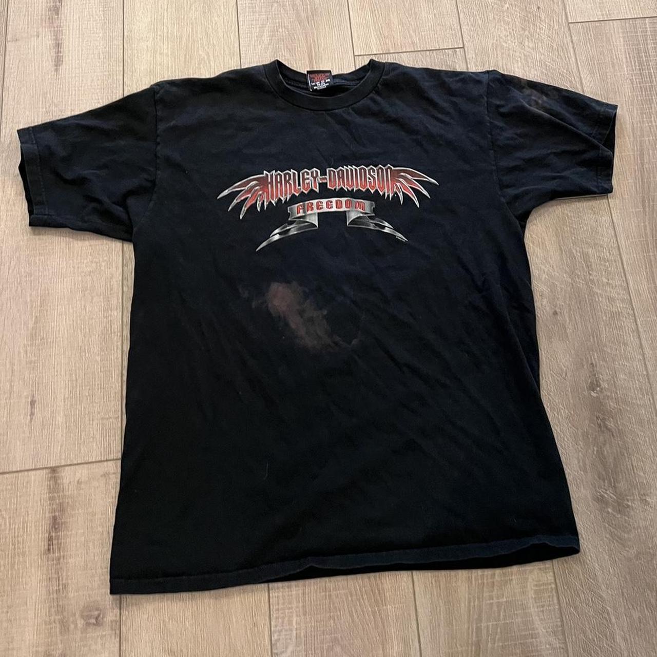 Harley Davidson Men's Black and Red T-shirt | Depop