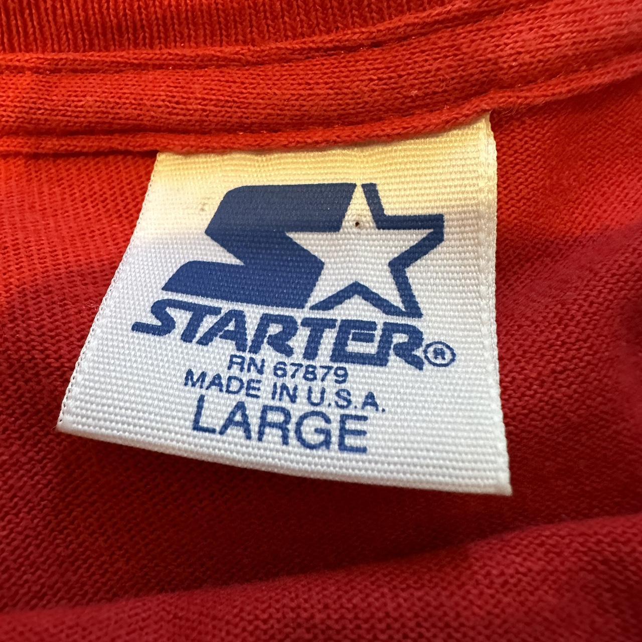 Starter Mens Red And Gold T Shirt Depop