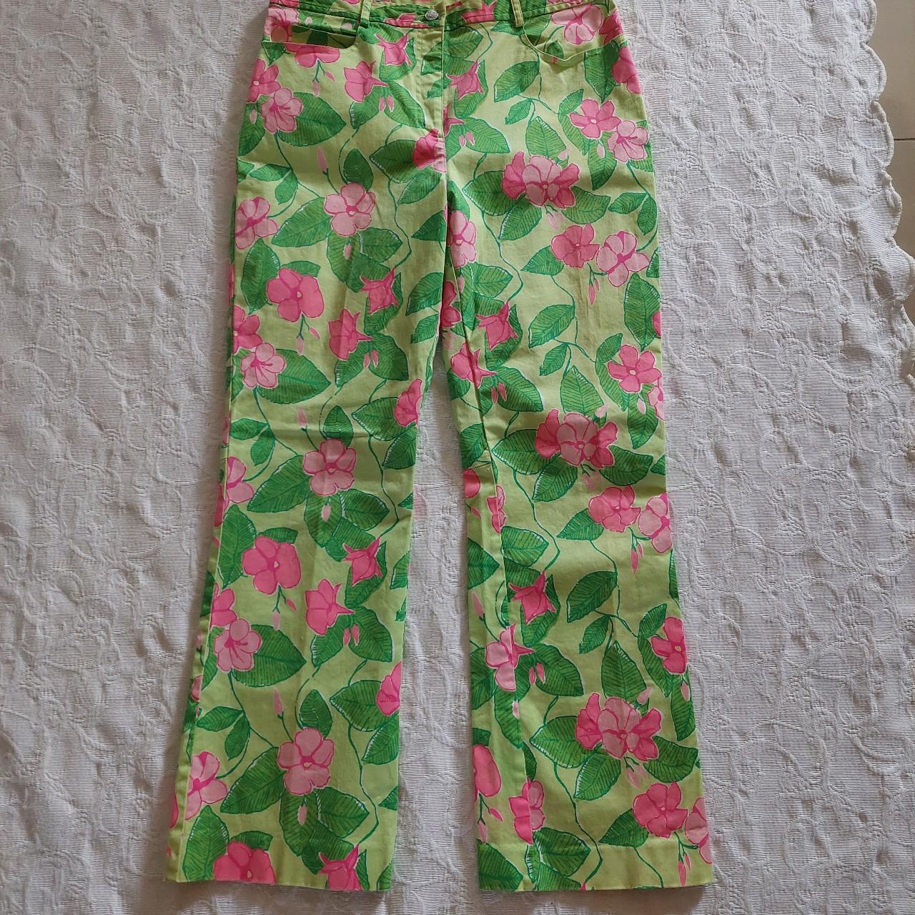 Lilly Pulitzer Women's Pink and Green Jeans | Depop