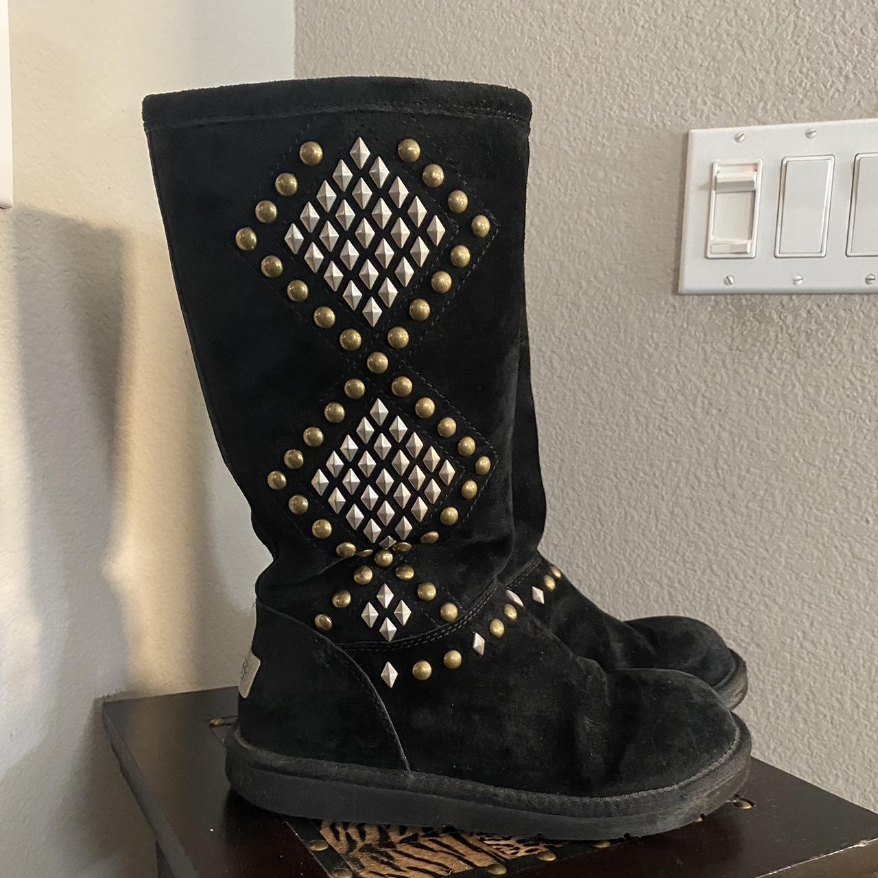 Black UGG Boots with silver gold studs Super cozy