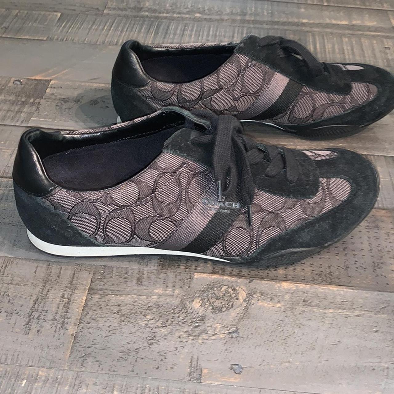 Coach Black Kelson Monogram Sneakers Sz 8.5B Smoke. Depop