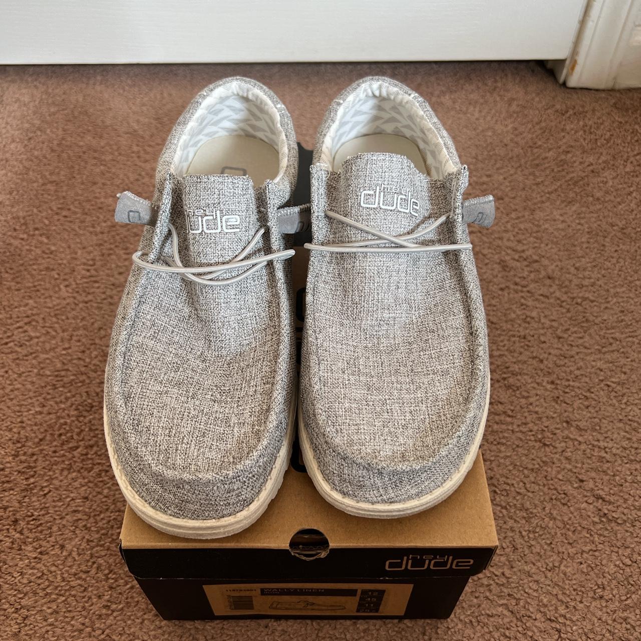 Hey Dude Men's Grey and White Slippers | Depop