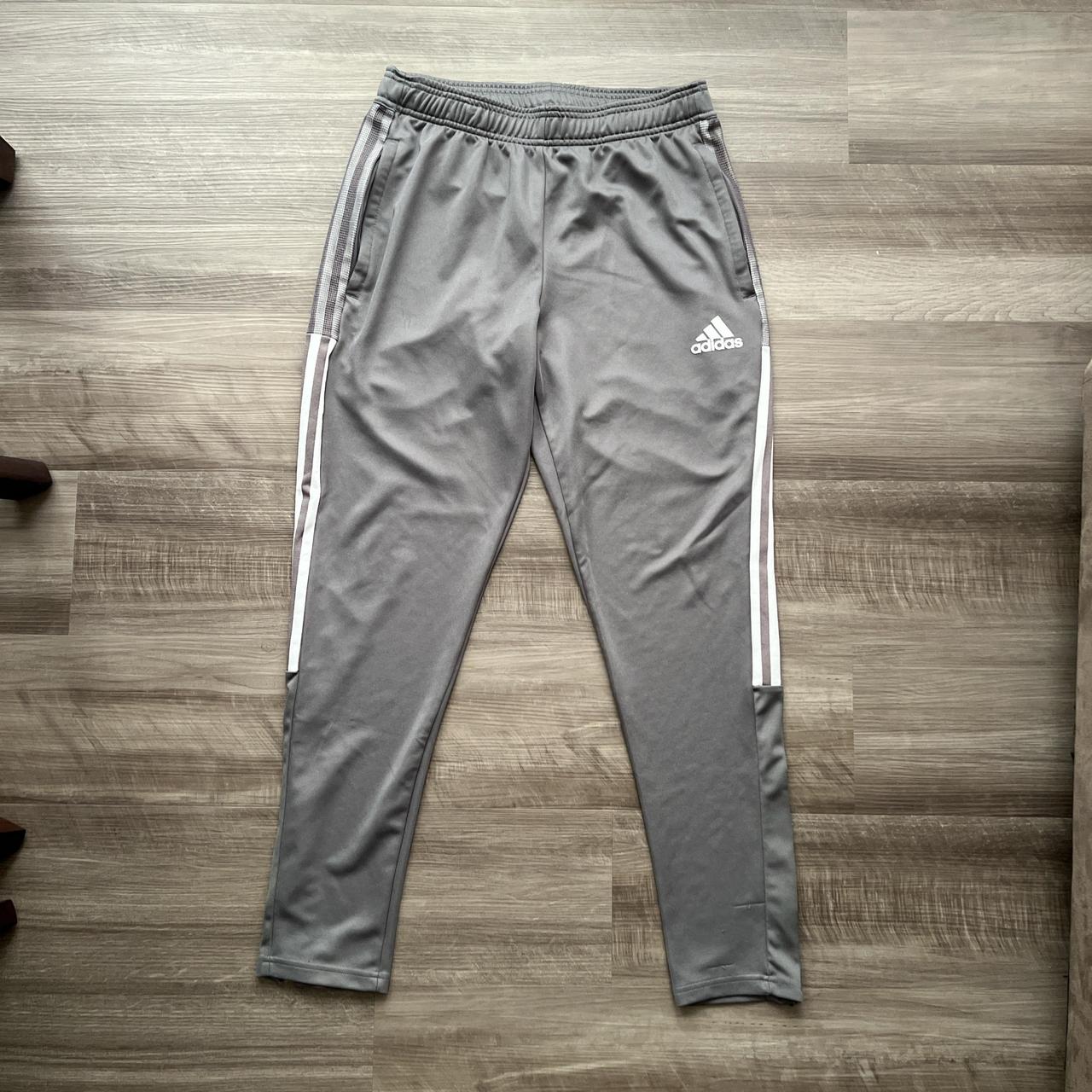 Grey Adidas track pants in good condition! no damage... - Depop