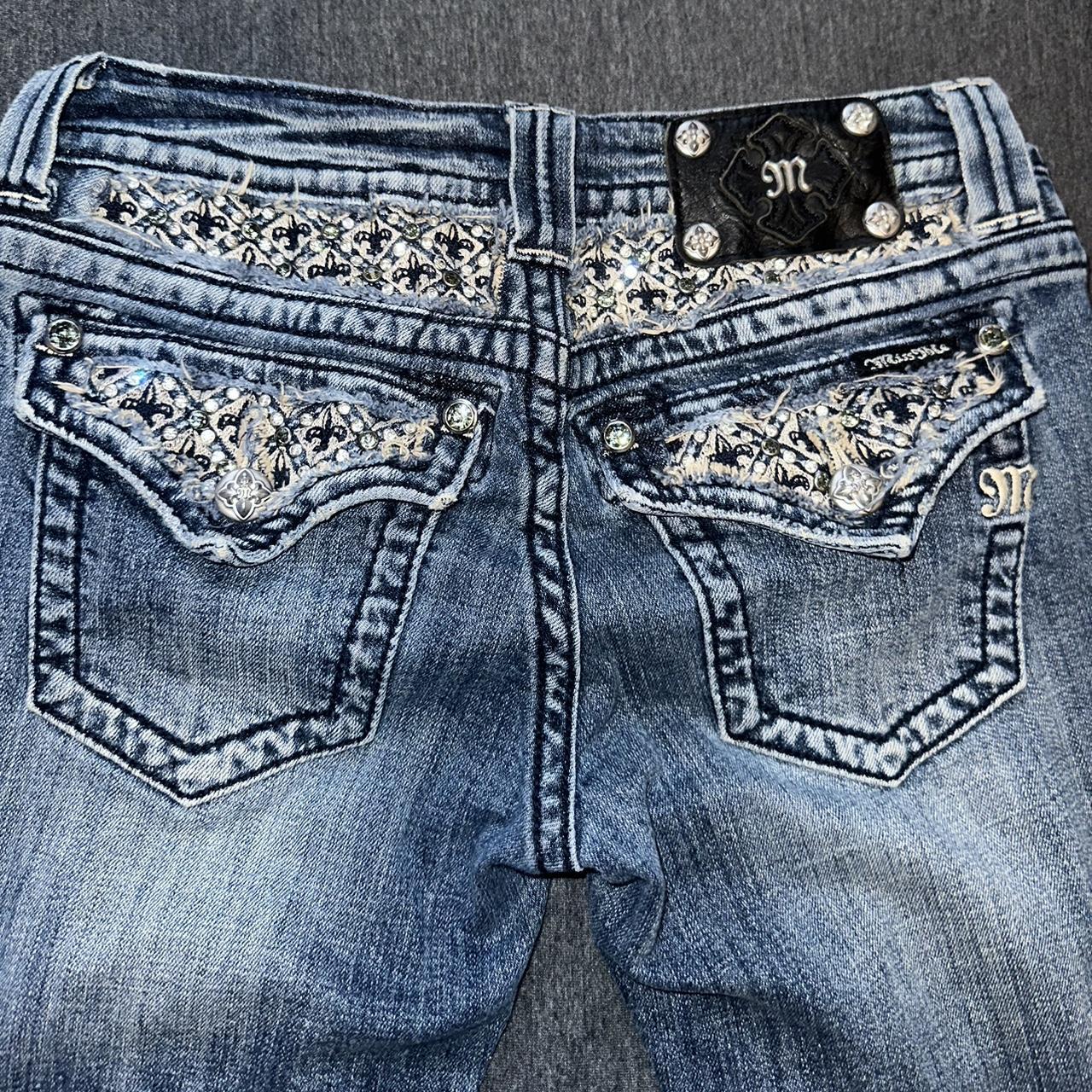 Bedazzled miss me jeans Size 27 Inseam 30 Straight... - Depop