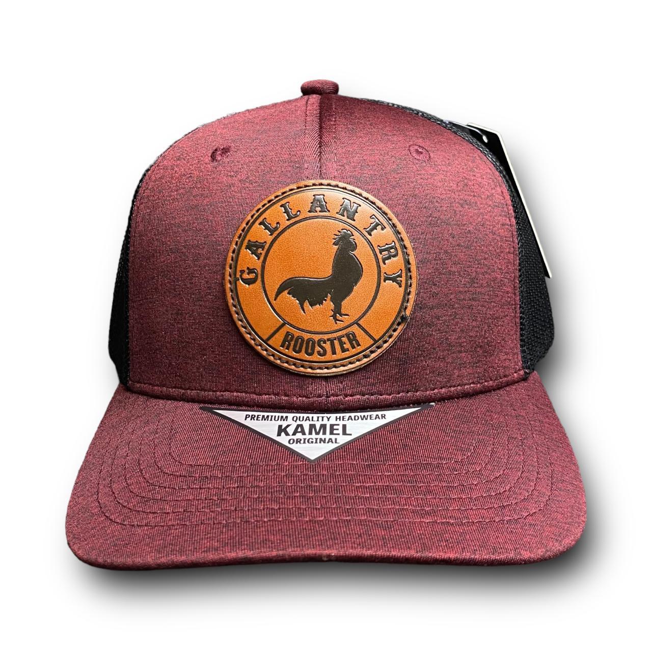 Rooster Leather Patch Snapback Trucker Hat -... - Depop