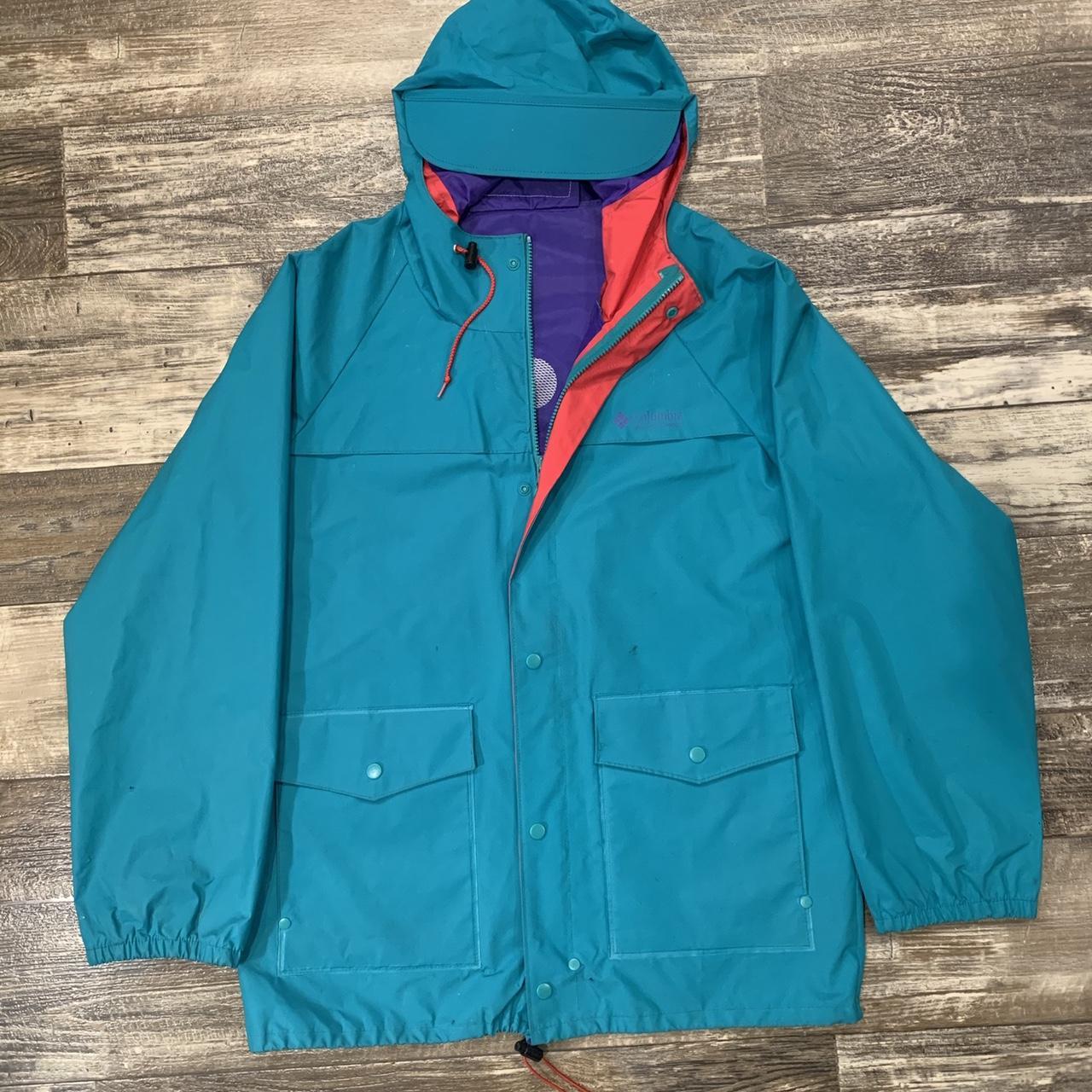 Columbia Sportswear Men's Green and Pink Jacket | Depop